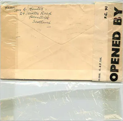Prestwick, Scozia — Lettera aerea verso New York — editore G. & F. Ltd. — Verso