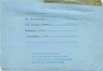 航空明信片 —— J.P. Stevens & Co., Inc. —— 出版商 'BY AIR MAIL AIR LETTER' (1968) — 背面