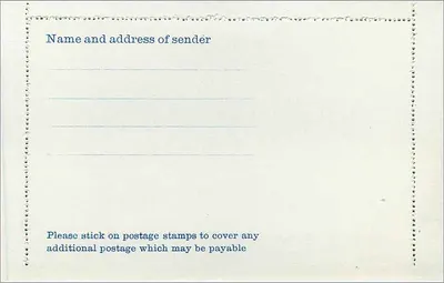 Carte postale lettre — timbre 3p bleu octogonal — éditeur non visible — Verso