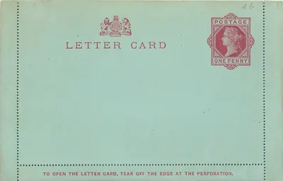 Carta postal inglesa — selo de um penny — editor não visível