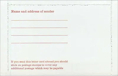 Cartão postal inglês — cartão de carta — selo 4d Elizabeth II — Verso