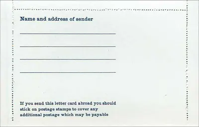 Carta postal — 5d — Reino Unido — Verso