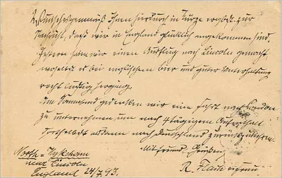Carta postal de Londres — União Postal Universal — selo de 1 penny — Verso