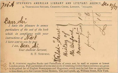 Cartolina postale da Londra a Tokyo — Stevens's American Library and Literary Agency — Verso