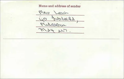 Manchester — carta postal com selos e texto impresso — editor não identificado — Verso