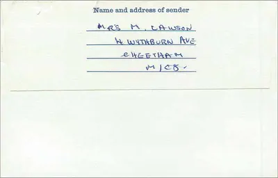 Abbaye Nationale Building Society — Manchester — 2 août 1978 — Verso