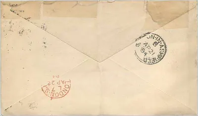Carta postal enviada de Hottington - Londres, datada de abril de 1924 — Verso
