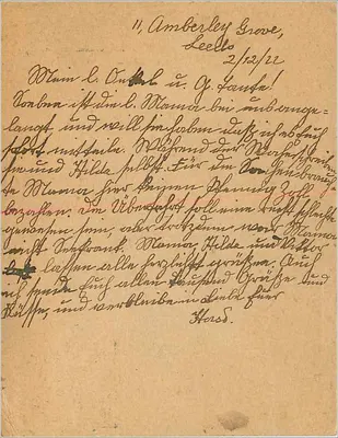 Lettre envoyée de Londres à Leipzig — cachet postal et timbres de 1922 — Verso