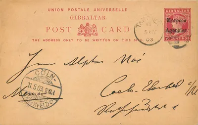 Gibraltar — carta postal da União Postal Universal — selo 10 centimos