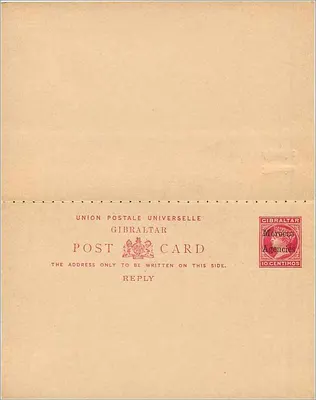 Gibraltar — Carte postale réponse — Agences Maroc — Verso