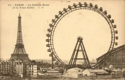 Paris - A Grande Roda e a Torre Eiffel - C.M. n°17