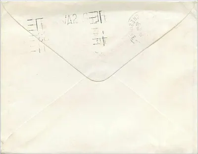 स्टॉकपोर्ट, चेशायर — 20 जनवरी 1966 — 4d नीला मुद्राक्षर और अंतरित चिह्न — पीछे