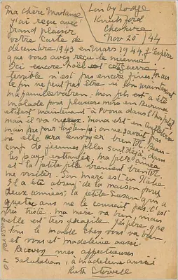 Cheshire — kartka pocztowa datowana na grudzień 1943 — wydawca 'POST CARD' z znaczkiem 2d — Rewers