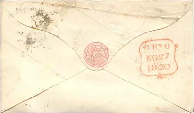 영국 우표 카드 — 우편 사용 우표 — 1850년도 — 뒷면