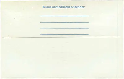 Carta postal britânica — selo de 3 pence azul octogonal — editor não visível — Verso