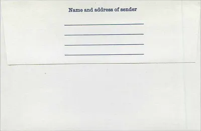 Carte postale blanche — timbres-poste de 1d et 4d — éditeur inconnu — Verso
