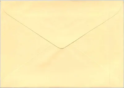封筒 — 青色の4ペンス切手付き、女王の肖像画 — 印刷されたテキストなし — 裏面