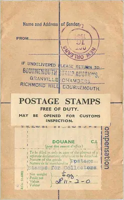 ボーモンズ — 空輸の手紙 ニューオーリンズへ — Bournemouth Stamp Auctions — 裏面