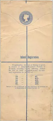 Enveloppe de lettre recommandée britannique — règles d'inscription et de compensation — 1920s — Verso