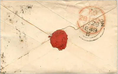 Carte postale endereçada a Fred. M. Boweett em Stourbridge — selo rosa e carimbo postal — Verso