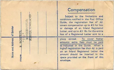 Rotherfield — Carta registrada — Rotherfield, Sussex, Inglaterra — Verso