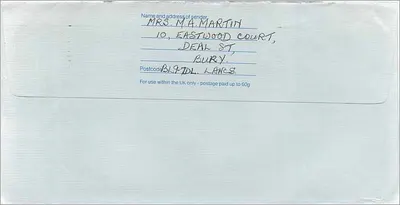 Avustralya Elçiliği'ne gönderilen kartpostal — Royal Mail, 1 pound — Arka yüz