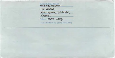 Carta postal inteira postal — Manchester — Royal Mail First Class — Verso