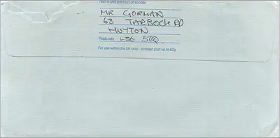 Envelope para o Consulado Australiano em Manchester — Royal Mail 1987 — Verso