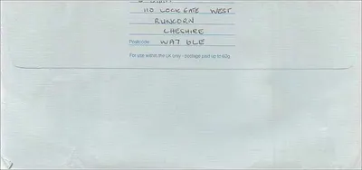 Envelope postal Reino Unido — Consulado Australiano em Manchester — selo 1£ Royal Mail — Verso