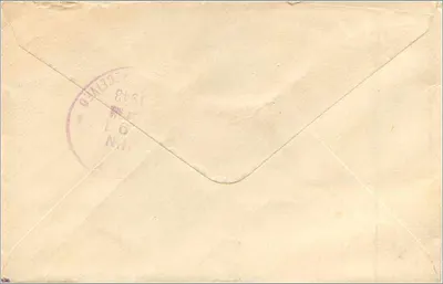 Braintree, Minnesota — Carta aérea por volta de 1943 — Escritório postal de Braintree — Verso