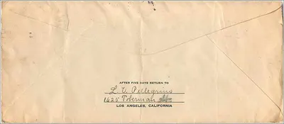 Los Angeles — Southern California vacation promotion — Los Angeles Post Office — Verso