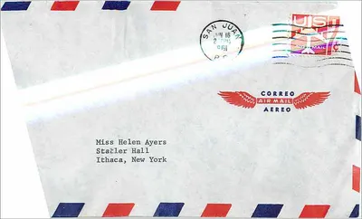San Juan — Carta aérea para Ithaca, Nova York — Correo Aéreo