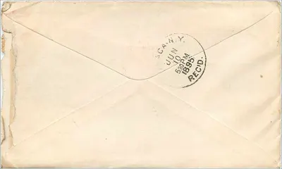 Binghamton, New York — Lettre à Mr. Geo. M. Mallory à Ithaca, N.Y. — Timbre 3 cents et cachet postal de Binghamton, 10 juin 1895 — Verso