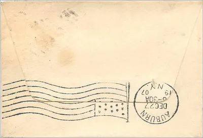 Carta postal enviada de Weedspor — Miss Helen U. Shaw para Auburn, N.Y. — Verso