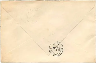 Oxford - N.Y. — carta postal enviada em 25 de fevereiro de 1909 — selos e carimbo de expedição — Verso