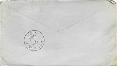 Ottawa, Illinois — retorno a Groton, N.Y. — selo de 2 centavos Washington — Verso