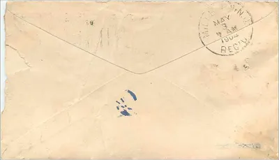 Carta postal enviada de Olyphland, N.Y. — datada de 2 de maio de 1904 — carimbo de 2 centavos de Washington — Verso
