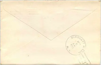 Montclair, N.J. — Envelope postal remetido a Blodgett Mills, N.Y. — Selos de 2 centavos de Washington — Verso