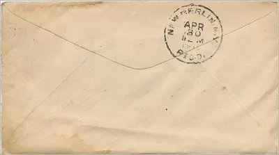 Lesterville, New York — Carta a la Sra. Jennie Spafford en New Berlin, N.Y. — Editor no visible — Reverso