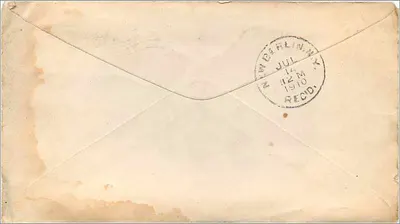 Lestershires, New York — Carta para Sra. Jennie Stafford em New Berlin, N.Y. — editor não visível, número de série não visível — Verso
