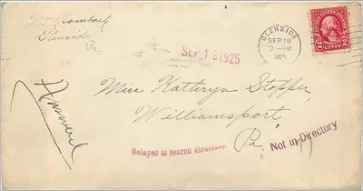 Glenside, Pensilvânia — Carta para Miss Kathryn Stopper — Carimbo Glenside 7-18-1925