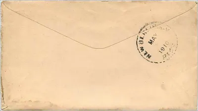 Carta postal enviada de Middleport, N.Y. — selo de 2 centavos de George Washington — destinada a Miss Jennie Spafford em New Berlin, Chautauqua Co, N.Y. — Verso
