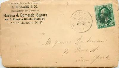 Lansingburgh, N.Y. — Envelope comercial — J. E. Clark & Co.