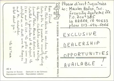 Encontro no topo — Gênova, 21-22 nov. 1985 — Francis JAEGER, AE 9 — Verso