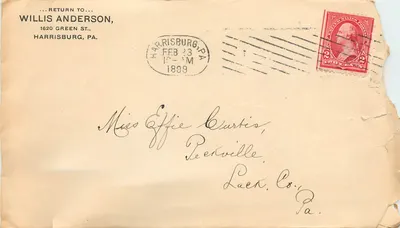 Harrisburg — Carta para Miss Effie Curtis — Willis Anderson, Harrisburg, PA