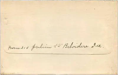 Belvidere, Illinois — kartka pocztowa wysłana 25 stycznia 1916 — nieznany wydawca, numer serii nieczytelny — Rewers