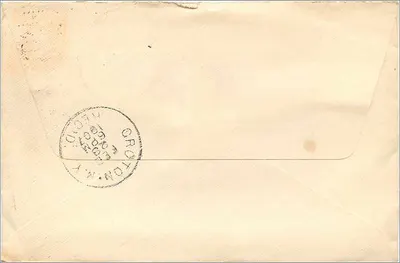 Eau Gallie, Floryda — List do Pana R. J. Blanchard w Chotton, N.Y. — Pieczątka 2 centy Washington, pieczątka wysyłki 1907 — Rewers
