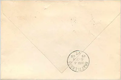 Carta postal enviada para Miss Kate C. Brooks em Brattleboro, Vermont — Estados Unidos, 1908 — Verso