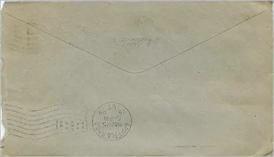 बर्लिंगटन, वर्मोंट — मई 1908 की डेटेड पोस्टल एनवेलॉप — एडीटर अविस्तारित — पीछे