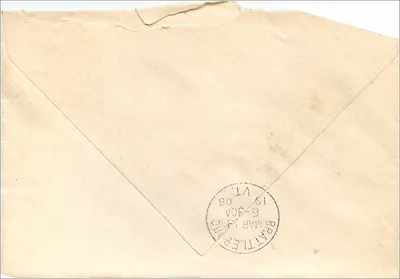 Burlington — karta pocztowa wysłana do Brattleboro — wydawca nieznany, numer serii nie widoczny — Rewers